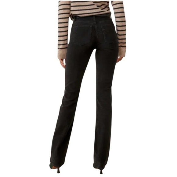 Reformation Denim - Reformation Black Seattle High Rise Button Fly Straight Leg Denim Jeans Women 26